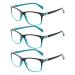 Kerecsen 3 Pack Reading glasses women feather hinges good glasses of high quality rectangular comfortable women reading aid (0.5 3 blue) 0.5 3 blue