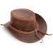 BenzHawk XX-Large Brown Leather Cowboy Hat | Western Outback Style for Men - Buy Online on GoSupps.com