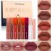 Liquid Lipstick Set 6Pcs Matt Liquid Lipstick + 1PC Lip Balm + 1PC Lip Oil Makeup Set Long -lasting pigmented waterproof and lip gloss set nude lip tint lip makeup gift sets