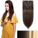 Clip In Extensions Human Hair Real Remy Human Hair Extensions Hair Extension 8pcs 18clips Straight 105g-50cm (#4 Medium Brown)