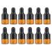 24 pieces mini amber glass essential oil drip bottle Glass Packaging Vial with black rubber cap cosmetics perfume sample liquid storage holder container (1ml)