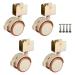 Threaded Shaft Swivel Castors Ball Castors Set of 4 2 Inch Furniture Wheel with Brake Baby Crib Wheel Accessories Load 100kg Double Wheel Silent with Screws with U-Bracket(20mm/0.8in)