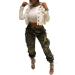 Vakkest Women's High Waist Cargo Camo Pants | Slim Fit Camouflage Joggers with Belt | Army Green XX-Large - Buy Online on GoSupps.com