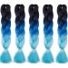 SEGO 5 Packs 24 Afro Braid Hair Extensions - Crochet Synthetic Hair in Black Dark Blue & Light Blue | International Shipping - Buy Online on GoSupps.com