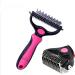 H&A PETCARE Double-Sided Deshedding and Dematting Comb for Long Haired Cats and Dogs Deshedding Tool And Grooming Brush For Furry Pets (Pink)