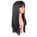 MapofBeauty 22 Women Long Straight Synthetic Wig with Flat Bangs - Heat Resistant Fiber for Party, Cosplay (Black) - Buy Online on GoSupps.com