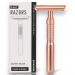 M. A. C. Rose Gold Double Edge Razor for Women Single Blade Razor Long Handle Safety Razor with 5 Blades Smooth Reuseable & Eco Friendly Rose Golden
