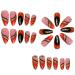Shop Red Black Almond Press on Nails - Glitter Gold Striped Design | 24Pcs Medium Fake Nails for Weddings & Birthdays - DK68IP - Buy Online on GoSupps.com