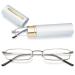 Magimodac men women reading glasses anti blue light glasses with prescription blue light filter metal reading help narrow reading glasses with pencil silver 2.0 dioptries