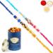 Ghasitaram Gifts Rakhi for Brother Rakhis Online - Set of 2-mbh333a Rakhis with 100 GMS of Dryfruits Mix Can Rakhi with 100 gms of Dryfruits Mix Can