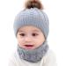 Yinuoday Toddler Baby Knit Hat Scarf Set - Winter Beanie Cap with Circle Loop Scarf, Grey - Buy Online on GoSupps.com