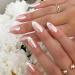 YOSOMK French Tip Press on Nails Almond Medium Fake Nails with Chrome Designs Glossy Nude False Nails Mirror Glue on Acrylic Nails for Women 1A-French Nude
