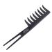 Fine Lines - Twin Tailed Rake Comb - Hair Detangling and Shower Comb Great for Afro Wet or Curly Hair | Thick Plastic Black antistatic comb