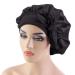 Wide Band Satin Bonnet Cap for Curly Hair | Black Silk Hair Wrap for Women - Perfect for Sleeping - Buy Online on GoSupps.com