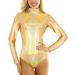 Elegant Women's Metallic Ballet Jersey Dance Body Suit - Long Sleeve Shiny Gymnastics Wear - Buy Online on GoSupps.com