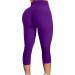 Geilisungren women yoga leggings with high waist workout capri belly control pants monochrome bubble hip lift exercise fitness yoga pants xl purple