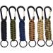 Qtopun Paracord Karabiner set of 6 outdoor activities survival kit braided lanyard utility ring hooks for keys