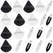 Triangle Makeup Puffs for MUA Shynek Powder Puffs Face Soft Velour Puff Makeup Sponge Puff Applicator with No Crease Hair Clips for Face and Eye Makeup Setting Powder Foundation Concealer Black & White