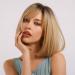 Haircube Short Bob Wig with Bangs - Heat-Resistant Ombre Blonde Wigs for Women | Perfect for Parties Cosplay & Daily Use - Buy Online on GoSupps.com