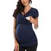 Love2Mi Maternity Nursing Shirt - Short Sleeve V-Neck Breastfeeding T-Shirt - Navy [Size S] - Buy Online on GoSupps.com