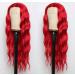 EVLYNN 24 Wavy Long Blood Red Synthetic Wig for Women - Dark Burgundy Curly Hairpiece - Buy Online on GoSupps.com