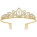 Wedding Tiara with Comb Bridal Shining Rhinestones Crystal Headband Pageant Princess Bridal Prom Decoration Party Wear Gold for Valentine's Day Mother's Day Christmas Gifts