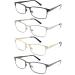 Men's 4 Pack Reading Glasses | Comfortable Rectangle Metal Stainless Steel Readers | Mix Color 2.5x Magnification - Buy Online on GoSupps.com