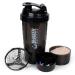 XTK Shaker bottle protein-shaker bottles with storage and mixing ball 473 ml sports water bottle with pills organizer discharge mixer fitness cup for workout BPA-free (black)