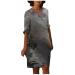 Women's Summer Wrap Maxi Dress Casual Striped V-Neck Short Sleeve Flowy Swing Smocked Beach Long Dresses 2570-zayeh-grey-3 M