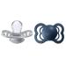 BIBS Supreme Baby Pacifier 2-Pack | Made in Denmark | BPA Free Dummy Soother Symmetrical Nipple. Silicone Size 1 (0-6 Months) Cloud / Steel Blue