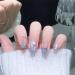Press on Nails Fake Nails 24Pcs Shiny Blue False fingernail with Self-Adhesive Jelly Nail Glue Tabs Press On False Nails - Buy Online on GoSupps.com