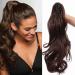 Claw On Ponytail Extension Matte Material 18 Inch/45cm Curly Wavy Clip In Pony tail Synthetic Hairpiece Medium Brown 18 Inch Medium Brown