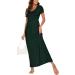 YUNDAI Women's Maternity Maxi Dress - Floral Loose Long Dress with Pocket in Dark Green - Short Sleeve, Plus Size (M) - Buy Online on GoSupps.com
