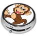 Cute Monkey Print Mini Round Pill Box | 3 Compartment Medicine Organizer | Portable Travel Pill Case for Home & Office - Buy Online on GoSupps.com
