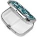Teal Grey & White Floral Small Pill Case - 2 Compartment Travel Pill Box Organizer for Purse | Cute Gift Idea - Buy Online on GoSupps.com