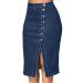 Sanahy Womens Fashion Long High Waist Button Pocket Front Fishtail Denim Maxi Skirts Plus Size Knee Length Casual Jean Skirts L Blue