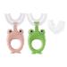 360 U-shaped toothbrush for toddlers for children aged 2 6 and 2 4 and 4 7 and 6 8 years all rounded teeth round wide 3 pages foam manual for boys and girls1 green frog + 1 pink frog + 1 interchangeable heads + 7 incentive sticker for brushing your teeth