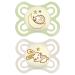 MAM Perfect Night Baby Pacifier  Patented Nipple  Glows in the Dark  2 Pack  0-6 Months  Unisex Unisex 2 Count (Pack of 1)