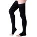 Wallfire Medical compression stockings 23-32mmhg thighs prevent socks for women men relief varicose veins black s (2 pack)