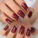 Burgundy Galaxy Glitter Shiny Medium Length Fake Nails Set - 24 Rhinestone DIY Nail Art Tips - Buy Online on GoSupps.com