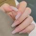 Ombre Press on Coffin Fake Nails for Women with Milky White Pink Design - Glue on Acrylic False Square Full Cover Gel Stick on Nails for Wedding Birthday 24Pcs