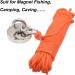 Magnet Fishing Rope with Hooks | Orange Nylon High Strength Cord | 65 Ft, 6mm Diameter - Buy Online on GoSupps.com