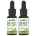 Certified Organic Vitamin D3 & K2 (MK7-Natto) - 490 Drops- Support Your Bones Immune System - Non-GMO - Gluten Free - Made in Canada (13.5 ml (Pack of 2))