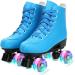 Women's Roller Skates Faux Leather Roller Skates High-top Roller Skates Four-Wheel Roller Skates Shiny Roller Skates for Kids and Adults 44/US 10 blue flash - Buy Online on GoSupps.com