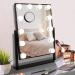 MISAVANITY Rotating Makeup Vanity Mirror with Lights and 3 Color Modes Small Lighted Hollywood Mirror with Touch Control Black Makeup Mirror with 12 Bulbs 10X Magnification Gift for Lady