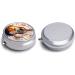 Round Pill Box with Watercolor Acoustic Guitar Print | 3 Compartment Portable Pill Organizer | Decorative Metal Pocket Pill Case - Style 4 - Buy Online on GoSupps.com