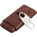 PIPITA Cigar Cases Portable Leather Travel Cigar Case Cigar Holder 3 Tubes Cigar Humidor with Stainless Steel Cigar Cutter Portable Gift Bag (Brown) - Buy Online on GoSupps.com