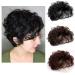 EREE HAIR 6Inch Short Curly Hair Topper Clip in Hair Topper Top Hairpieces Topper Human Hair Extensions Wiglet Topper Hair Piece for Women with Thinning Hair Light Brown Color