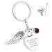 ALTcompluser Personalised Angel Wing Heart Urn Keyring for Ashes Birthstone Urn Keychain Memorial Ashes Keepsake Cremation Jewellery for Ashes(Style B February)