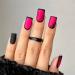 24Pcs Halloween Fake Nails - Short Square Spiderweb Designs False Nails - Funny Press on Nails Acrylic - Full Cover Glue on Nails for Women and Girls Manicure Decorations (Pink & Black)